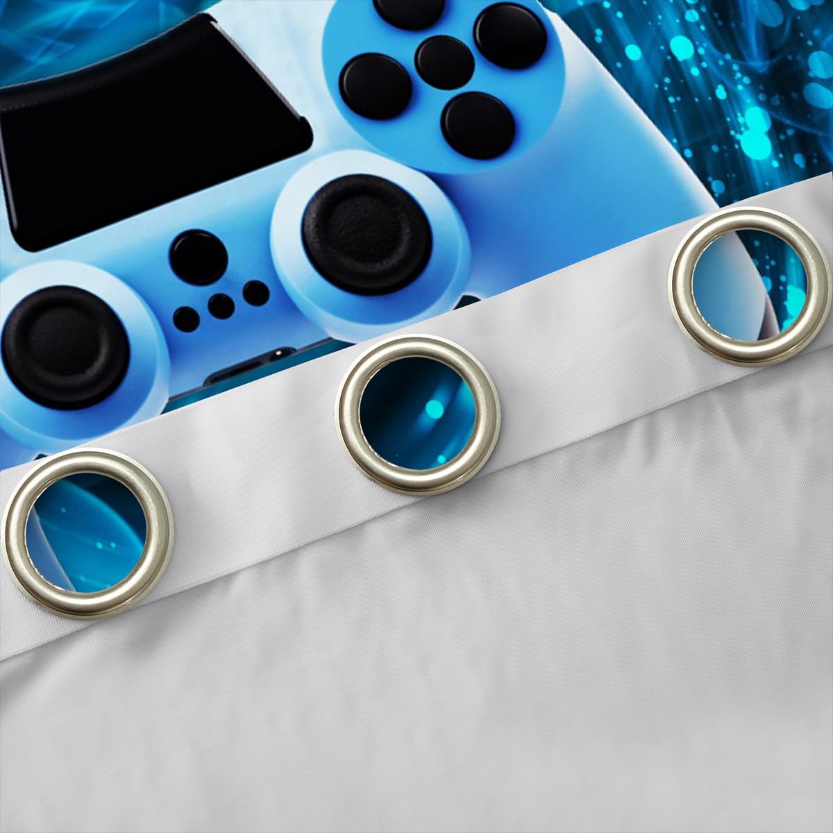 Vorhänge für Spiele, Schlafzimmer, Wohnzimmer, Spielzimmer, Verdunklungsvorhänge, Kinder, Jungen, Videospiel, Gamepad, wärmeisoliert, Fenstervorhänge, Konsole, Spielkonsole, Vorhang, blau, W46 x L54