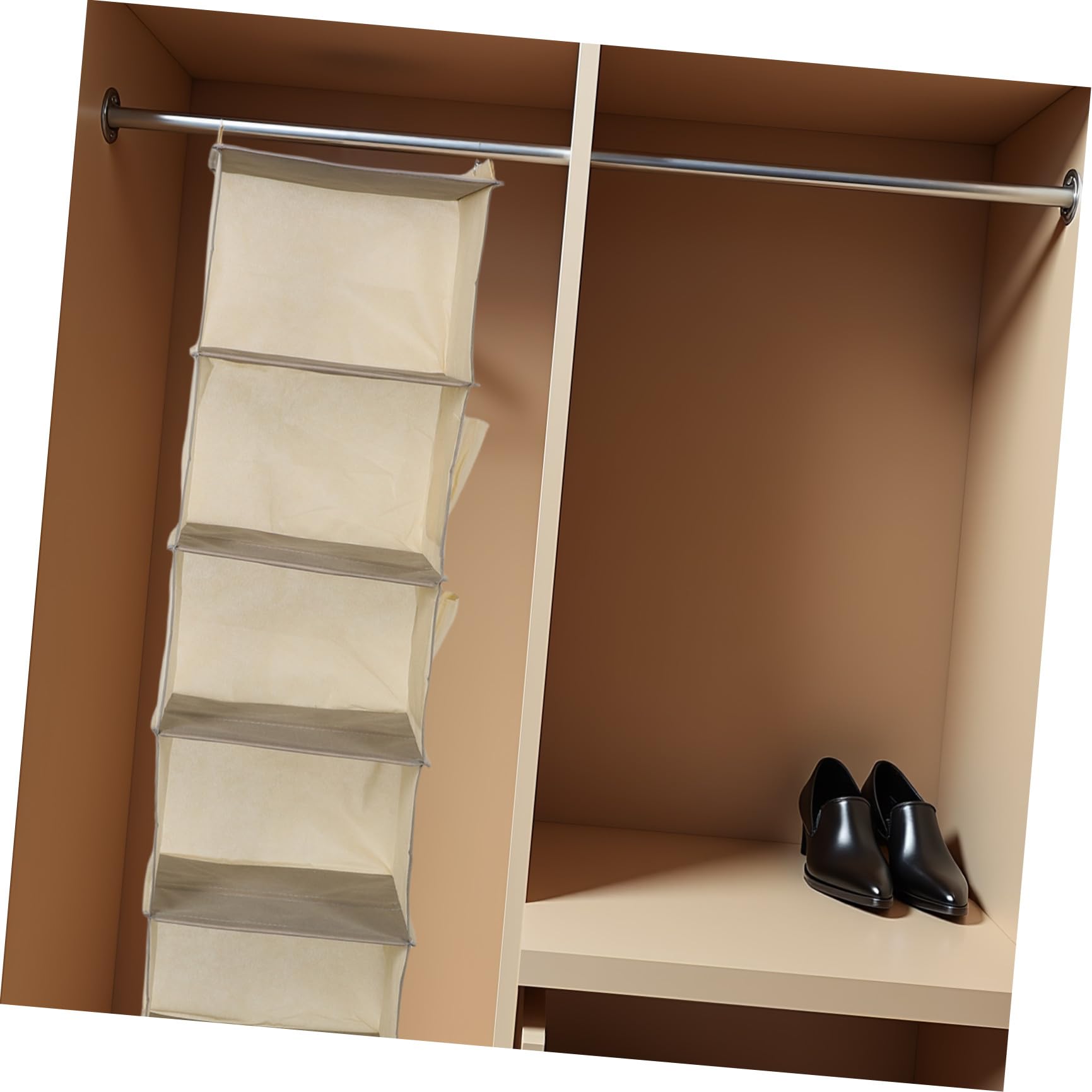YARNOW Hängender mit 6 Fächern aus Vliesstoff Organizer Kleiderschrank und Verstärkten Öffnungen Platzsparend für Schlafzimmer und Temporäre Aufbewahrung