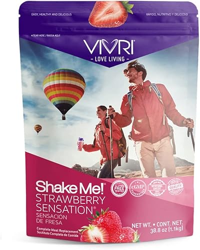 Miniatura 1 de VIVRI Shake Me Alimento en polvo con sabor a fresa 20 porciones 45 nutrientes esenciales 23 vitaminas y minerales 074oz de proteína
