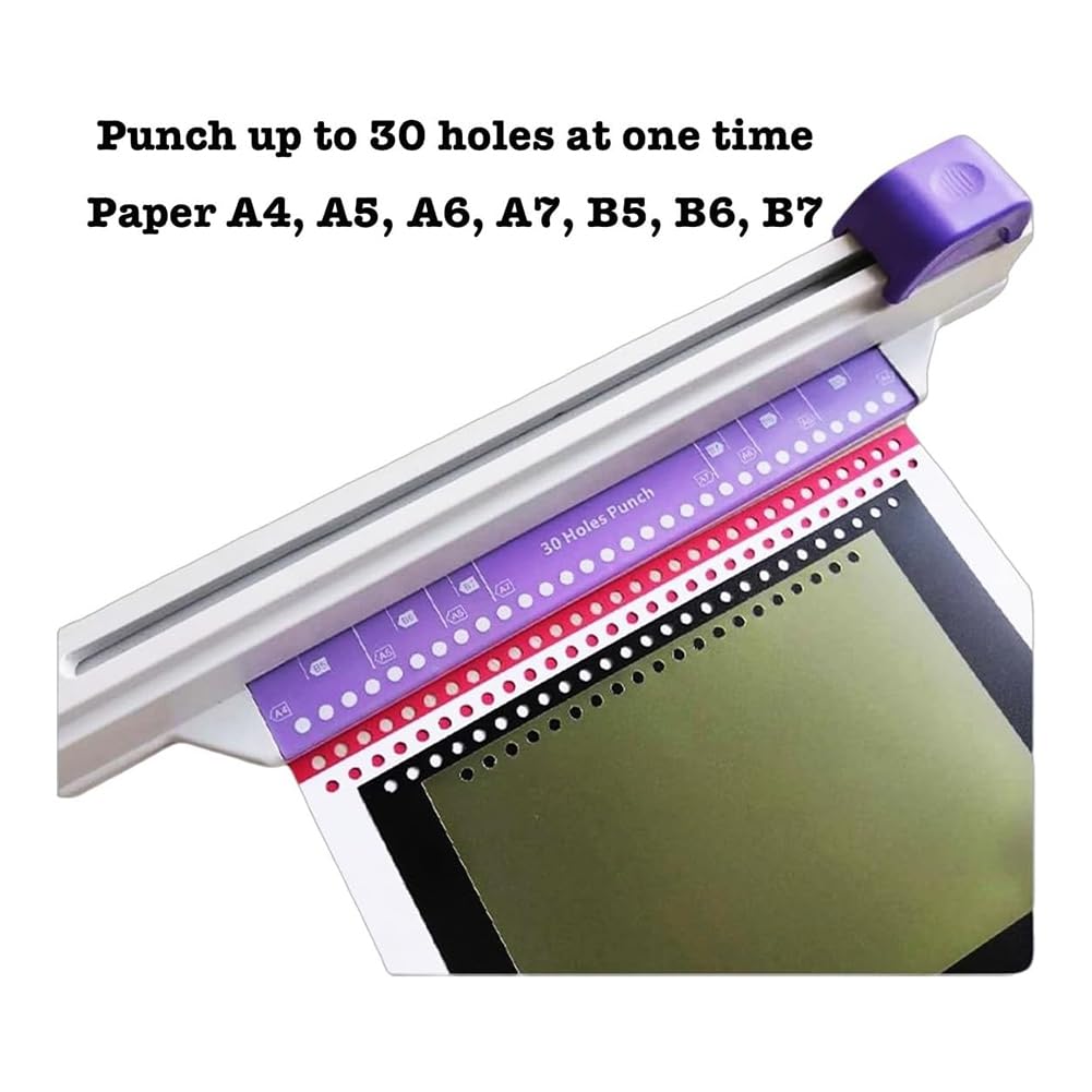 30-Loch-Bindemaschine, Hand-Locher für Lose Blätter, A4 A5 A6 A7 B5 B6 B7 Buchbinder Notizbuch Spiralbindung