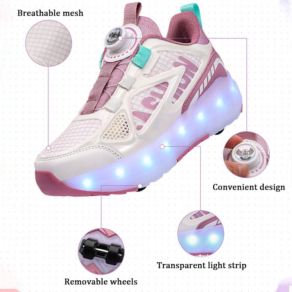 ENEN 2-in-1 Roller Schuhe mit 4 Rollen Versenkbarer für Kinder 29-40 EU
