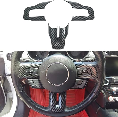 Kit de moldura de volante compatible con accesorios Ford Mustang 2015-2020 2021 2022 2023 (no para 2024+)