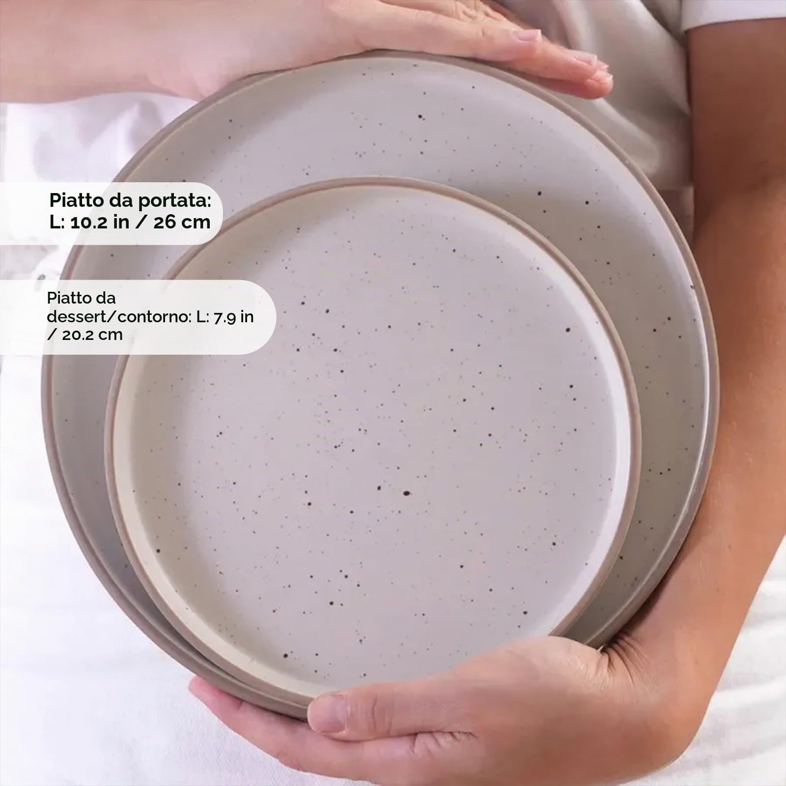 Karaca Chicago Dot - Servizio da tavola in gres porcellanato, 18 pezzi, per 6 persone, piatto, piatto, ciotola, beige