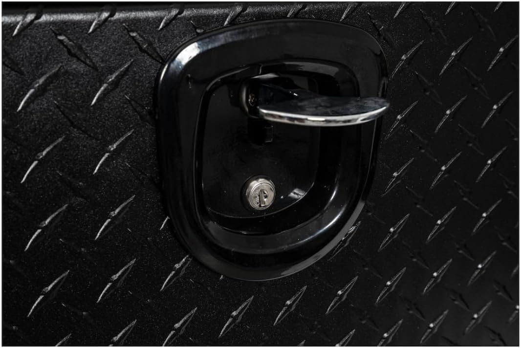 Buyers Products 1722551 Textured Matte Black Aluminum Diamond Tread Topsider Truck Box W/Drop Door, 72 x 13 x 16 Inch, Made in The USA, Lockable Tool Chest, Durable Job Box For Storage & Organization