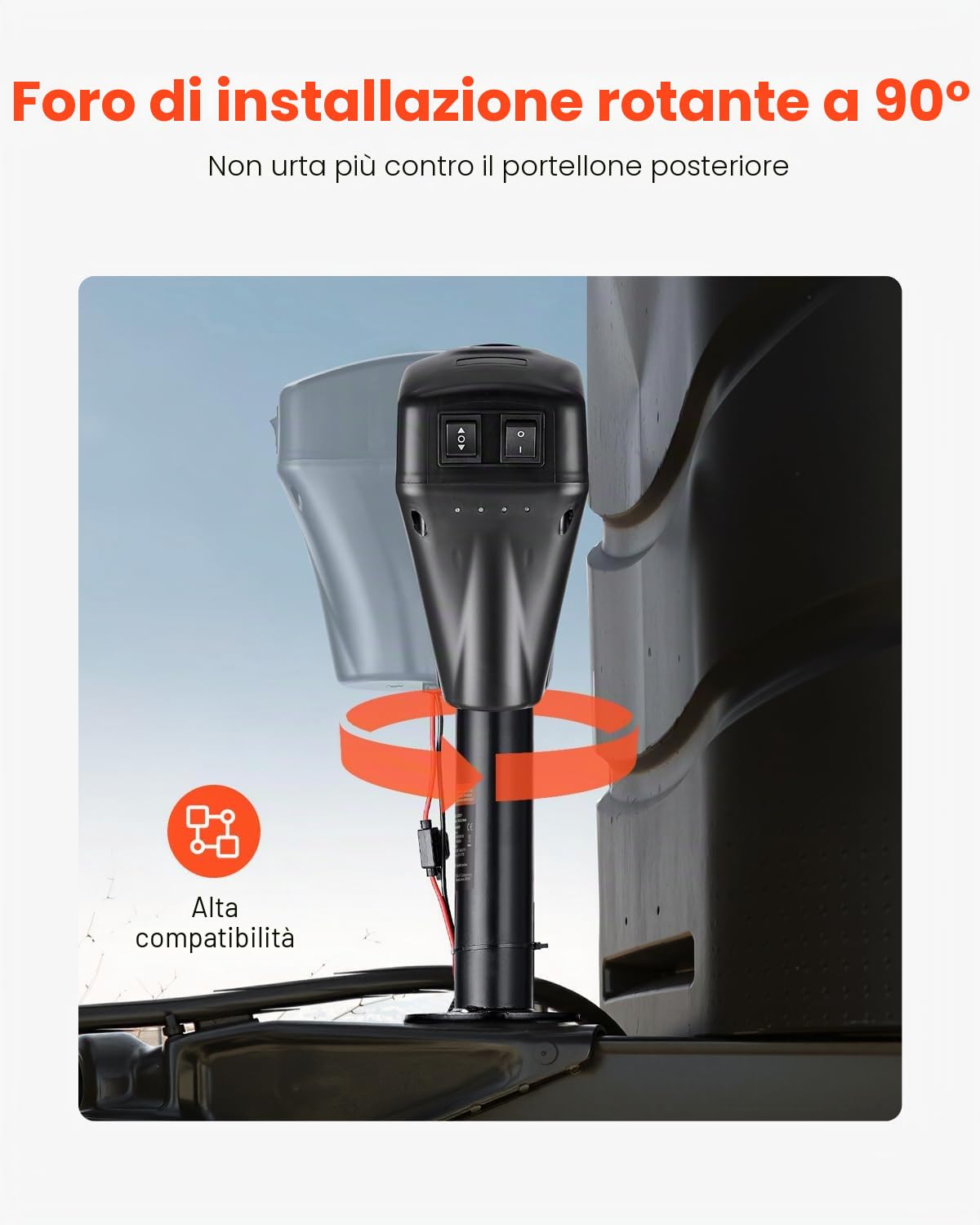VEVOR Cric Elettrico per Rimorchio 2267 kg Cric Perno per Camper Resistente con Connettore a 2 Vie, Manovella Manuale e Copertura, Cric Resistente alle Intemperie, Mozzo 255-860 mm per Camper, Nero