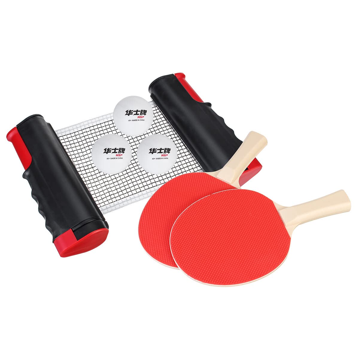 WnewTools 3-in-1 Table Tennis Set Telescopic Rack Table Tennis Rackets 3 Pcs Ball Outdoor Garden Family Team Sport Training