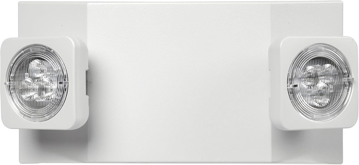 Sure-Lites All-Pro AP2SQLED30 LED Emergency Light, Dual Square Adjustable Heads, UL 924 Damp Location, 90-Min Battery Backup, 30 Ft Egress Coverage, 120/277V, Wall or Ceiling Mount, White