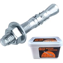 Party Animals 1/2 x 3-1/2 Inch Wedge Anchor, 50 PCs Zinc-Plated Industrial Anchor Bolts for Cement, Concrete