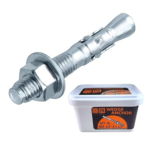 Miniatura 67 de Party Animals Anclaje de cuña de 3/8 x 5 pulgadas, 5 pernos de anclaje industriales cincados para cemento, hormigón