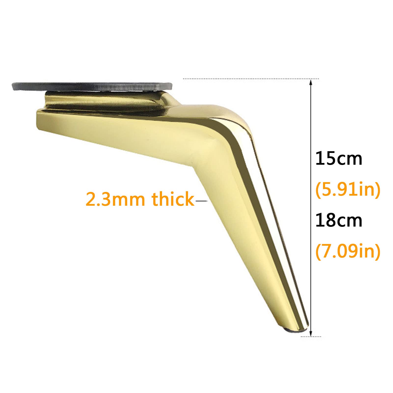 4 Gambe per mobili in Ferro, Piedini di Supporto in Metallo, mobiletto Moderno di Ricambio Fai da Te per Letto, tavolino, Divano, TV, Poltrona, Pouf (15 cm, Oro Titanio)