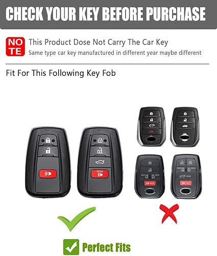 Miniatura 2 de Funda de cuero para llave de automóvil Toyota compatible con Highlander Camry RAV4 Avalon CHR Corolla Prius GT86 2018-2024 (marrón)