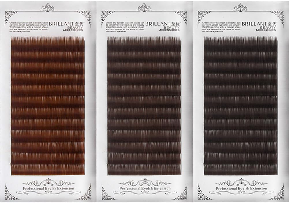 Scala Thickness 0.10mm C Curl Light Brown/Dark Brown/Black-Brown False lashes Individual Eyelash Extension Natural False Eyelashes (11mm, Black Brown)