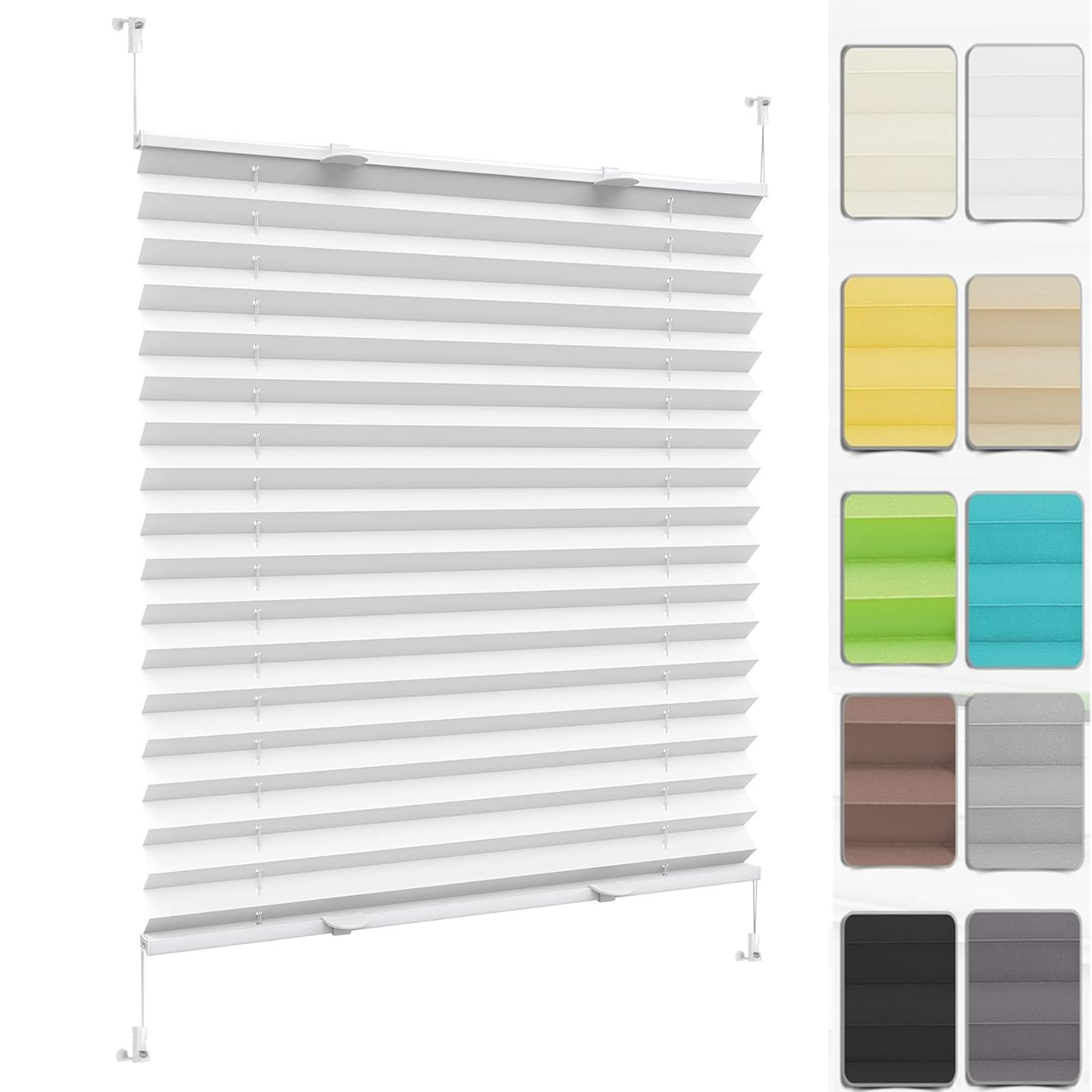 No Drill Blinds Temporary Window Blinds 32 x 195 cm (W x H), No Tool No Drill Shades Top-Down Bottom-Up, Blind Blackout Cordless Honeycomb Shade, Cordless Window Blinds, for Window Door, White — image 1