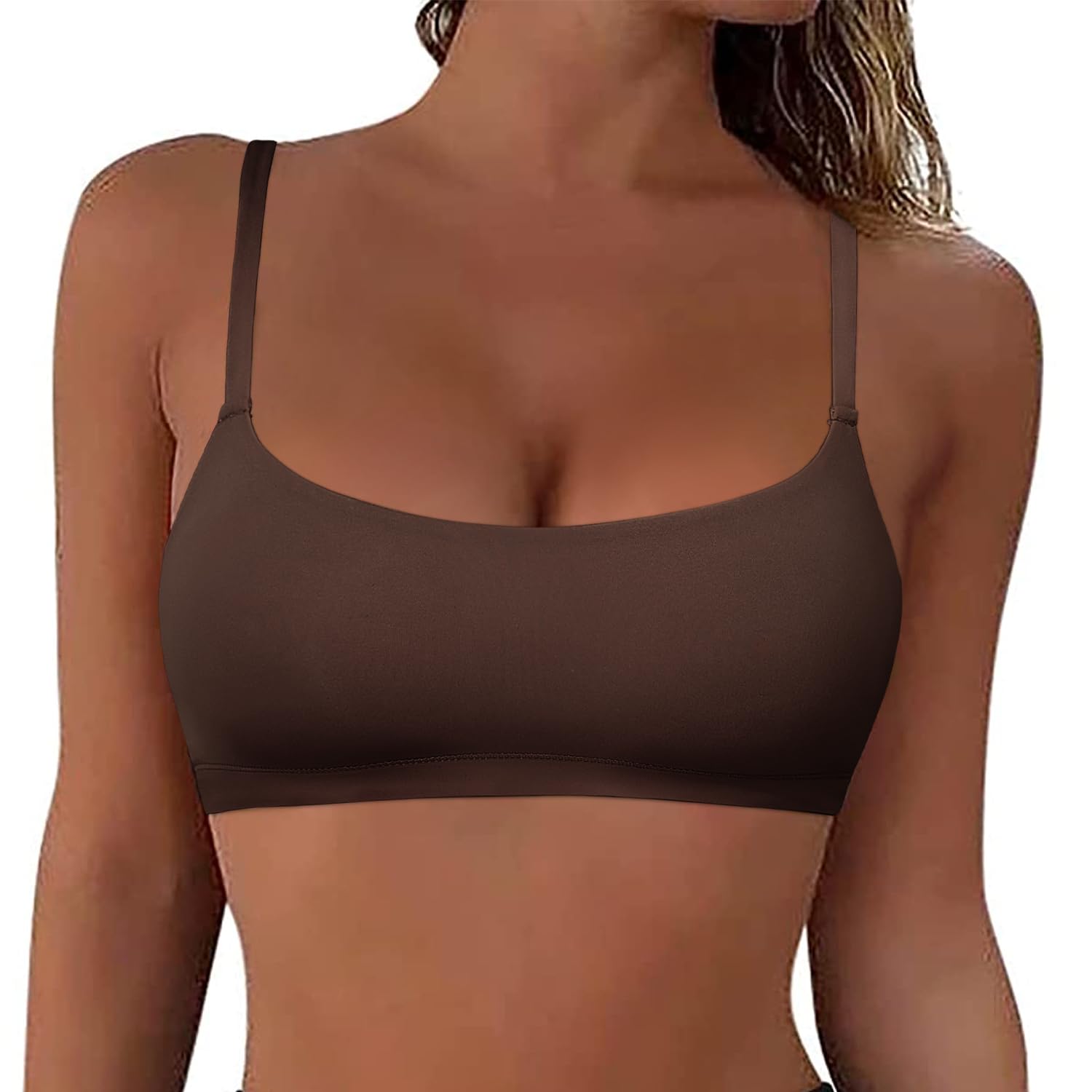PrettyGuideWomen's Wireless Bralette No Padding Scoop Neck Seamless No Underwire Smoothing Everyday Bra