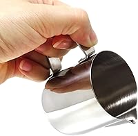 Vista 5 de Honbay 1 jarra de acero inoxidable para espumar leche con leche, jarra de café al vapor para expreso, capuchino, leche, crema, café con leche