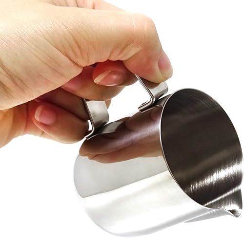 Miniatura 5 de Honbay 1 jarra de acero inoxidable para espumar leche con leche, jarra de café al vapor para expreso, capuchino, leche, crema, café con leche (5