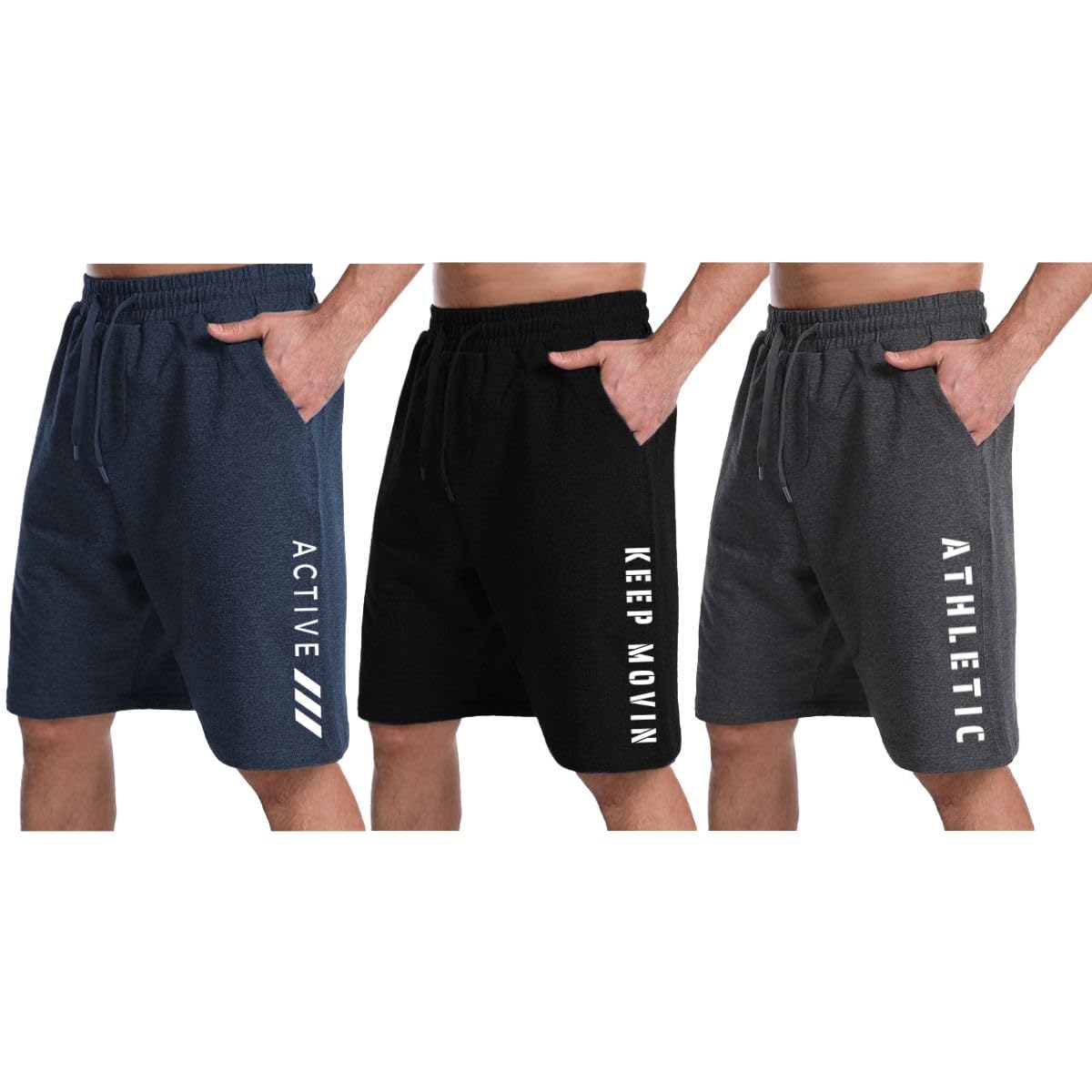 Men's Regular Fit Shorts with Pocket/Casual Knit Shorts/Combo Pack of 3/Summer Shorts