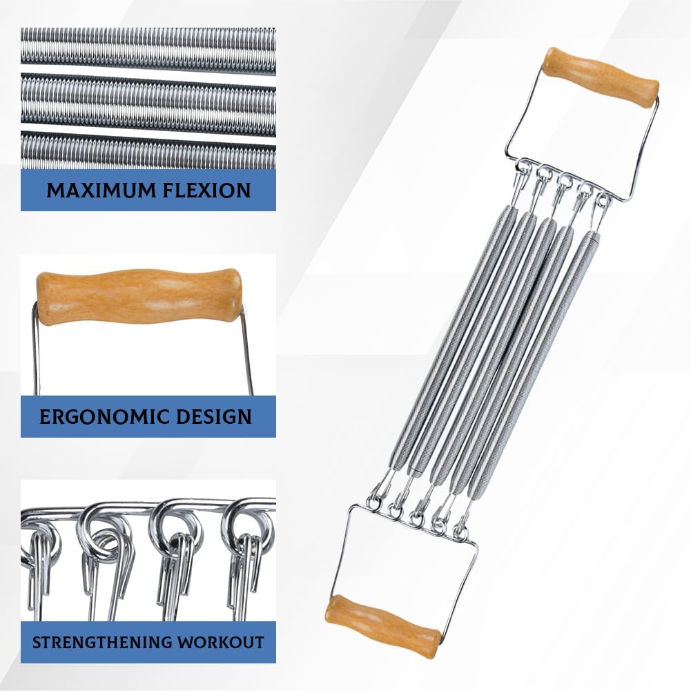 Chest Expander, 13-66lb Adjustable Bands Strength Trainer Arm Pull Bar Arm Muscle Exerciser with 5 Removable Spring for Home Fitness Muscle Training Body Building - Image 5