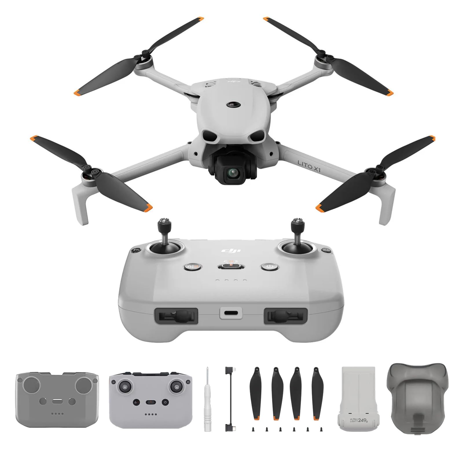 DJI Lito X1 Bundle, drone con fotocamera 4K adatto, rilevamento degli ostacoli, ActiveTrack, sensore da 1/1,3 pollici, trasmissione video a 15 km, C0 (Custodia Protettiva)