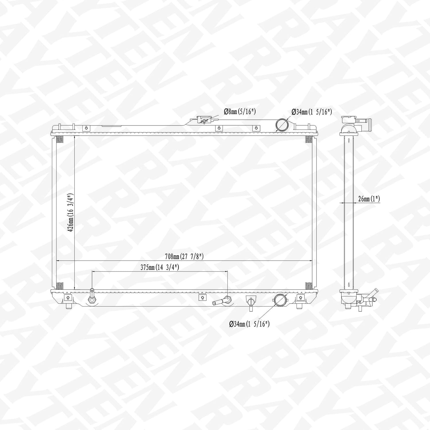 RAYTEN CU1303 Radiator Compatible with Lexus ES300 92-93 Toyota Camry 92-93 3.0 V6