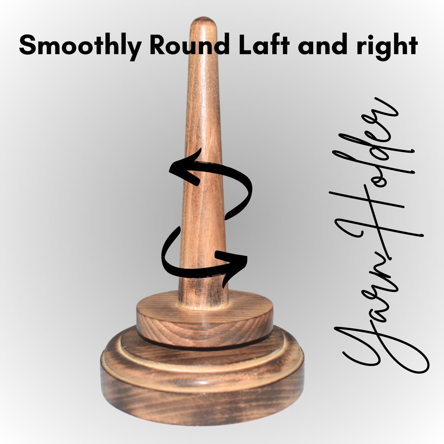 NAAZ Wood Arts® Wood Yarn Holder + Crochet Hook, Wooden Yarn Holder, Wooden Yarn Rolling Holder with Twirling Mechanism (7" H x 4" W) 3