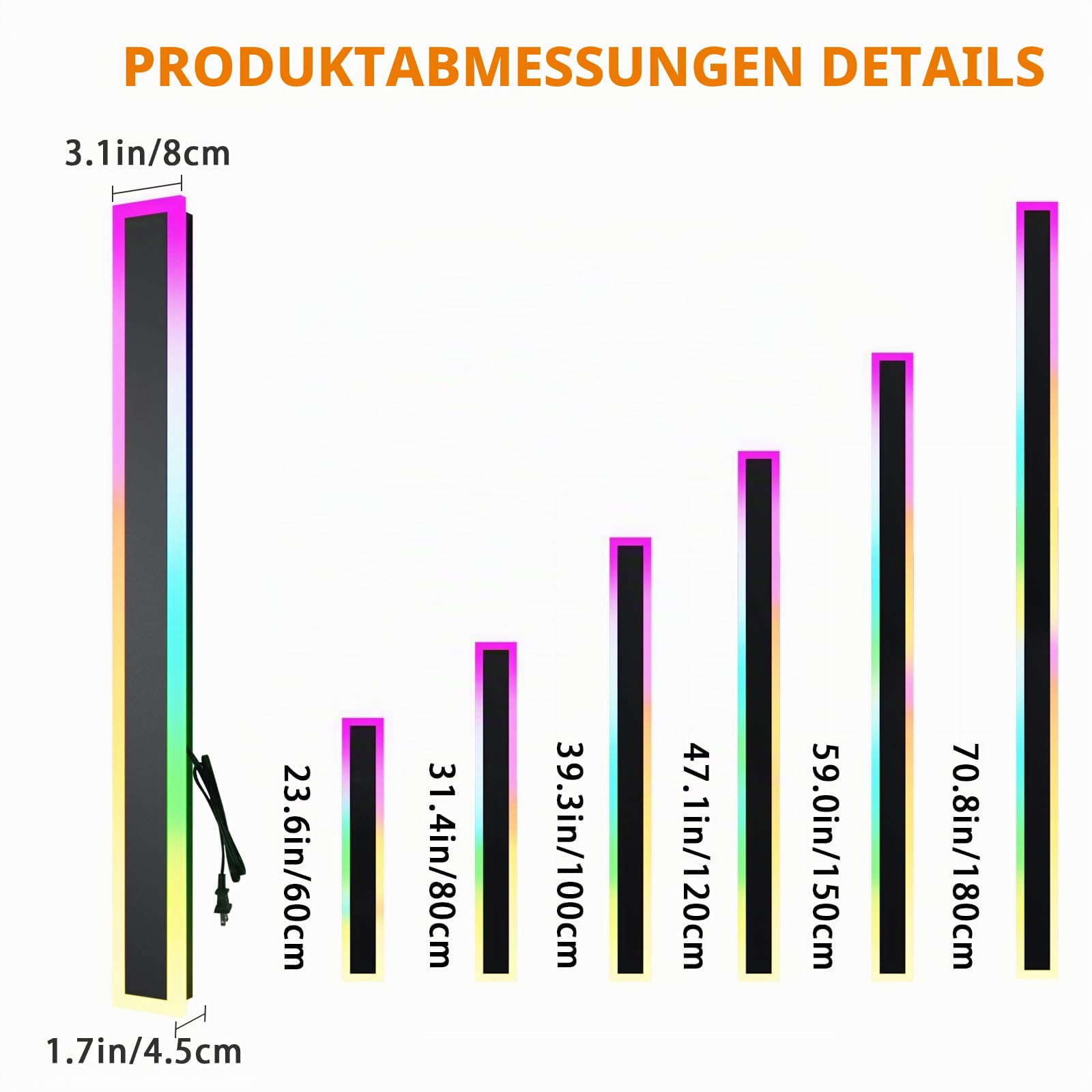 RGB Lange Wandleuchte LED Wandleuchte Außen, 2 Stück RGB/Warmes/Weiß Dimmbare Moderne Wandbeleuchtung, Ip65 Wasserdichte mit Fernbedienung und APP Steuerung für Außen/Innen, Gärten, Villa (150.0cm)