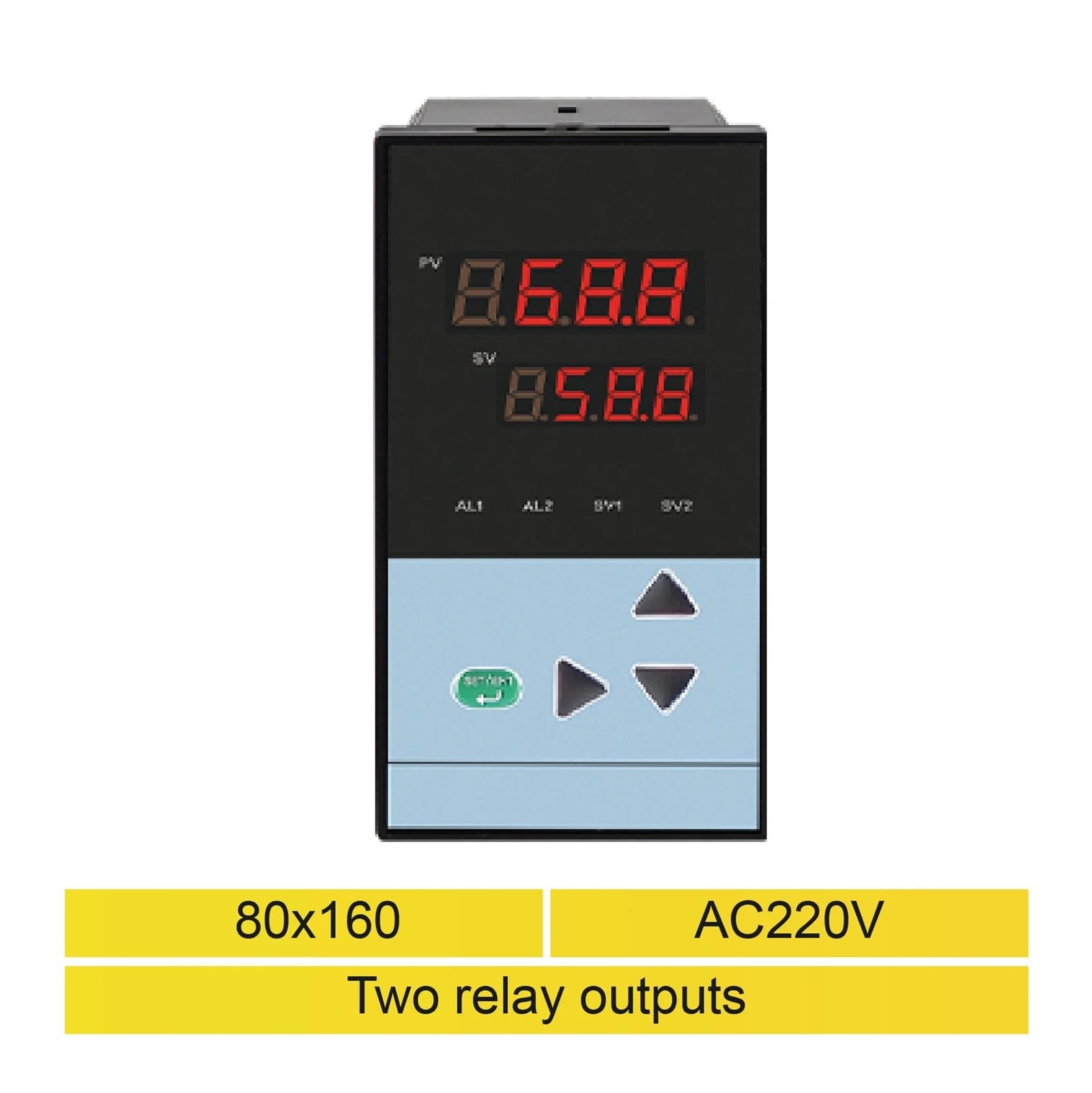 Indicador digital de panel con doble pantalla for temperatura, presión y nivel de líquido. Controlador de nivel de líquido. Fuente de alimentación CA/CC.(80-160-Relay-AC220V)