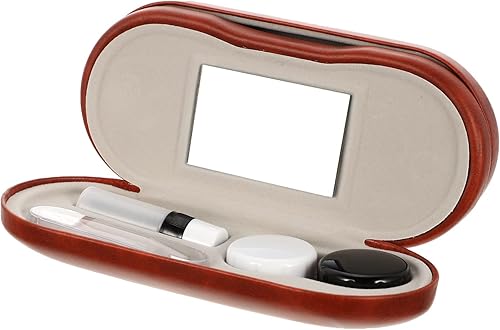Healifty Estuche para lentes de contacto y estuche para gafas, funda doble 2 en 1, con removedor de pinzas de espejo, caja de almacenamiento de