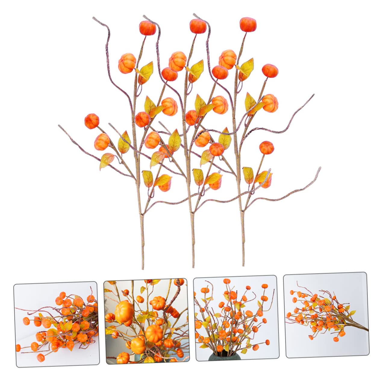 ABOOFAN 6pezzi Decorazione Zucche Artificiali e Bacche Per Composizioni Autunnali Per Ringraziamento e Halloween e Riusabile