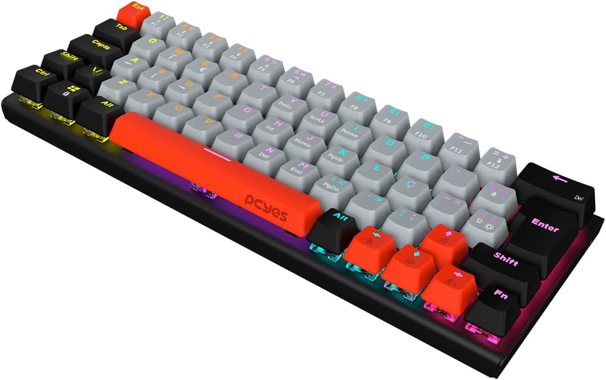 TECLADO GAMER MECANICO PCYES KUROMORI 60% - SWITCH RED - LED RAINBOW - PTKM60RD