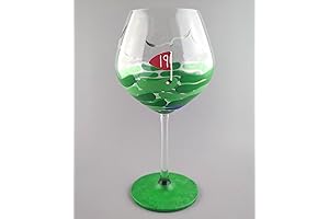 Golf Themed Wine Glass - Hand Painted - 19th Hole - Gift...