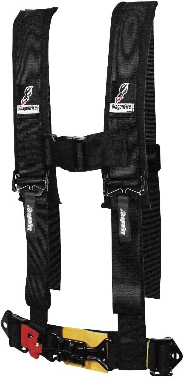 DragonFire Racing Youth H Style 4-Point 2" Harness Restraints - Black / One Size