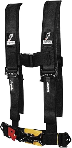 DragonFire Racing Youth H Style 4-Point 2" arnés restricciones - negro / talla única