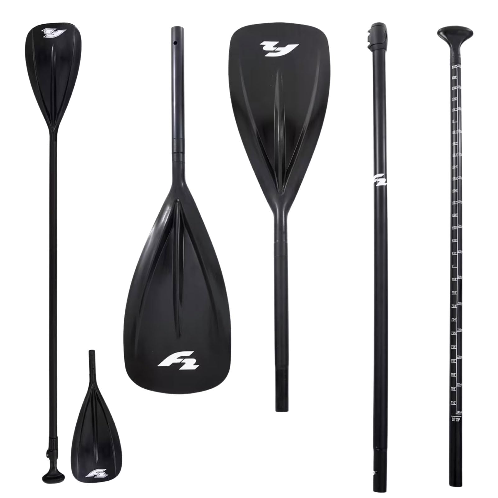 F2 SUP Paddel Kajak Alu/Carbon 4 teilig Schwarz Stand up Paddling Kayak Paddle