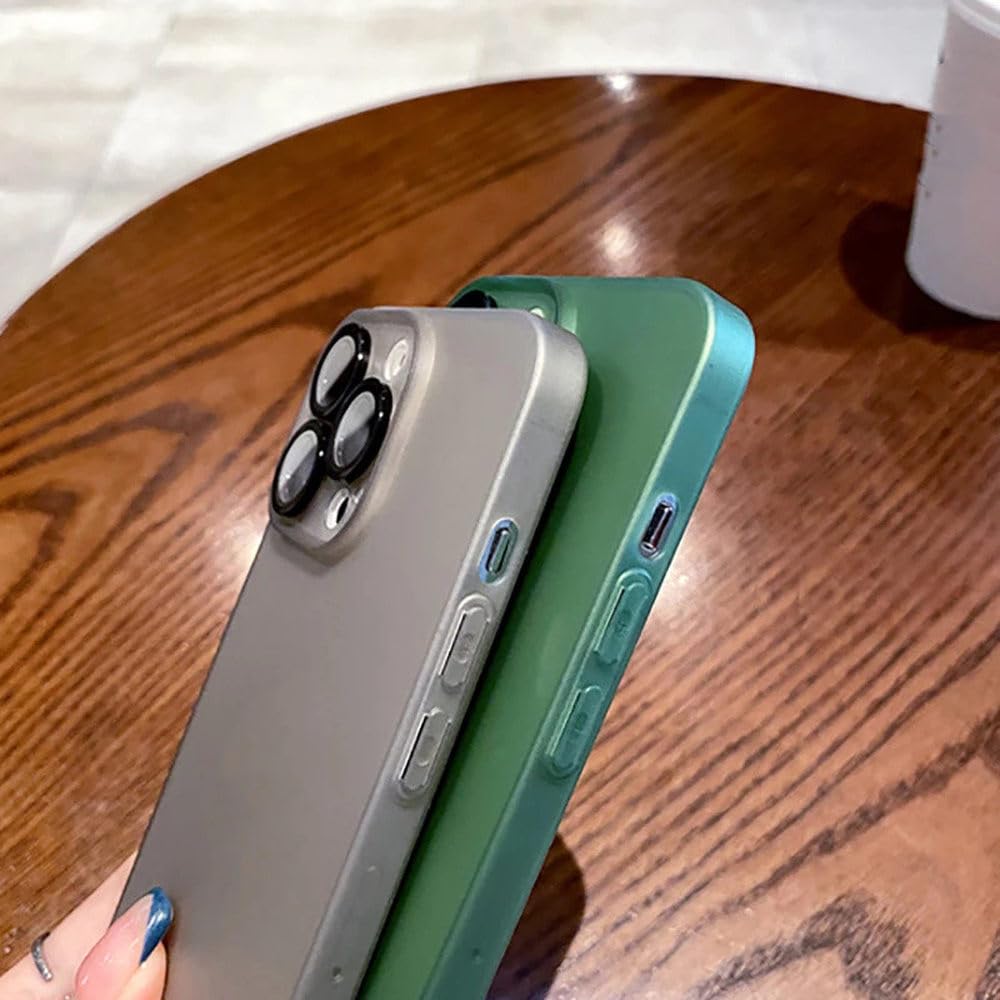 Custodia opaca ultra sottile traslucida per iPhone 15 14 13 12 11 Pro Max, protezione per fotocamera in vetro metallico, custodia rigida, verde, per iPhone 13