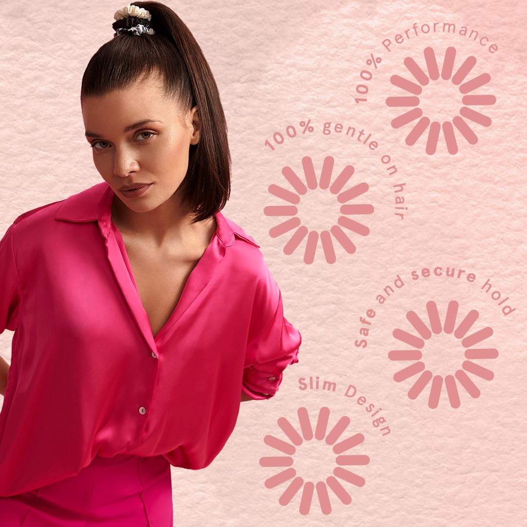 Invisibobble Sprunchie Slim czarny i złoty jedwabny grzebień x2 - jedwabny Scrunchie z spiralną gumą do włosów wewnątrz - miękkie jedwabne scrunchies z dużym wsparciem