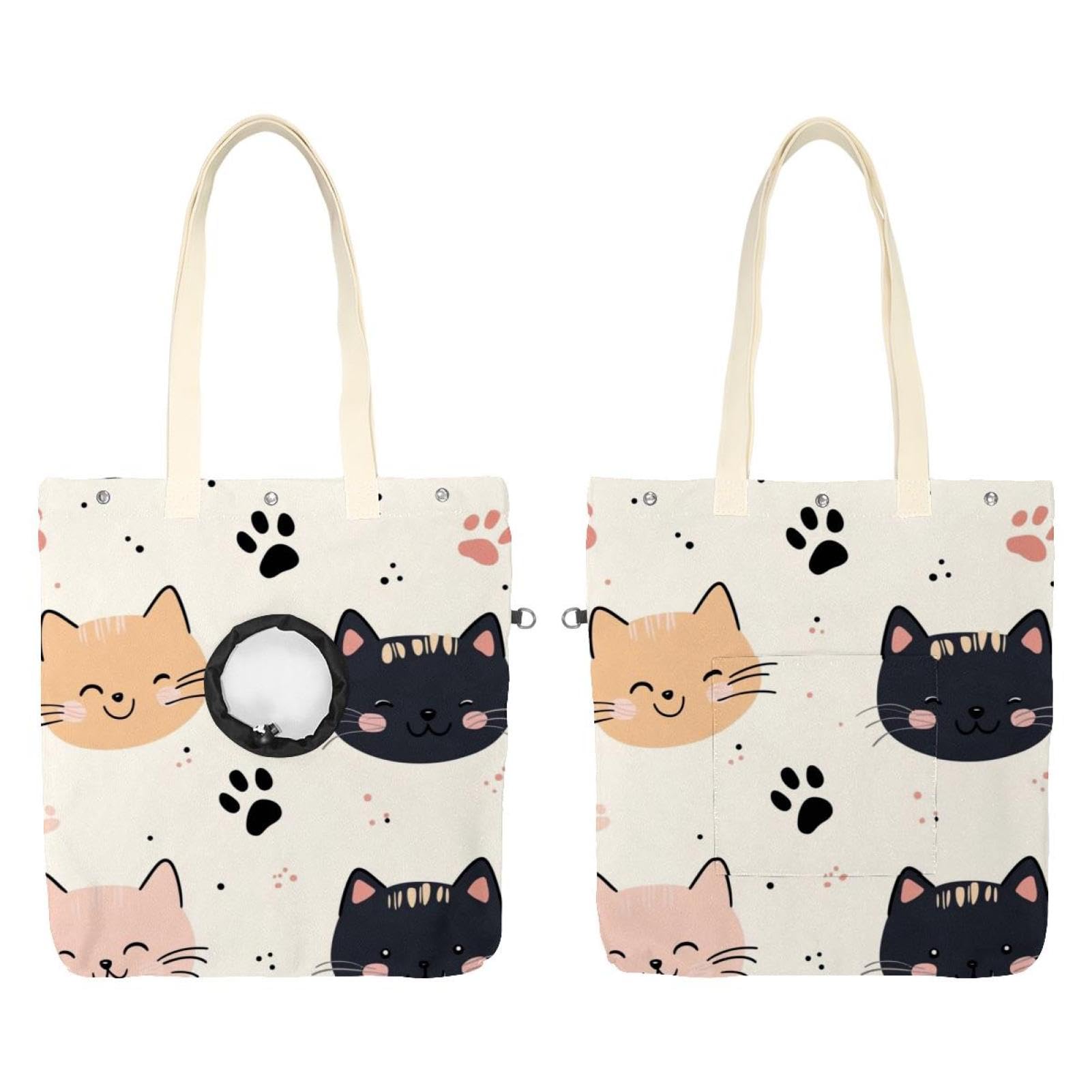 Bolsa de hombro de lona transpirable que facilita el transporte seguro de gatos pequeños