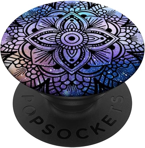 Miniatura 1 de Fondo con diseño de mandala de flores de color morado  PopSockets Grip y soporte para teléfonos y tabletas