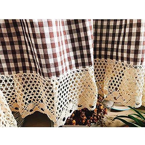 Cortinas de café de estilo escocés en algodón natural para ventanas pequeñas 4