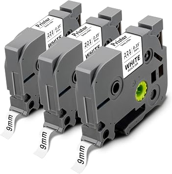 Pristar TZe-221 9mm 0.35" Laminated White Compatible 3/8 Label Tape