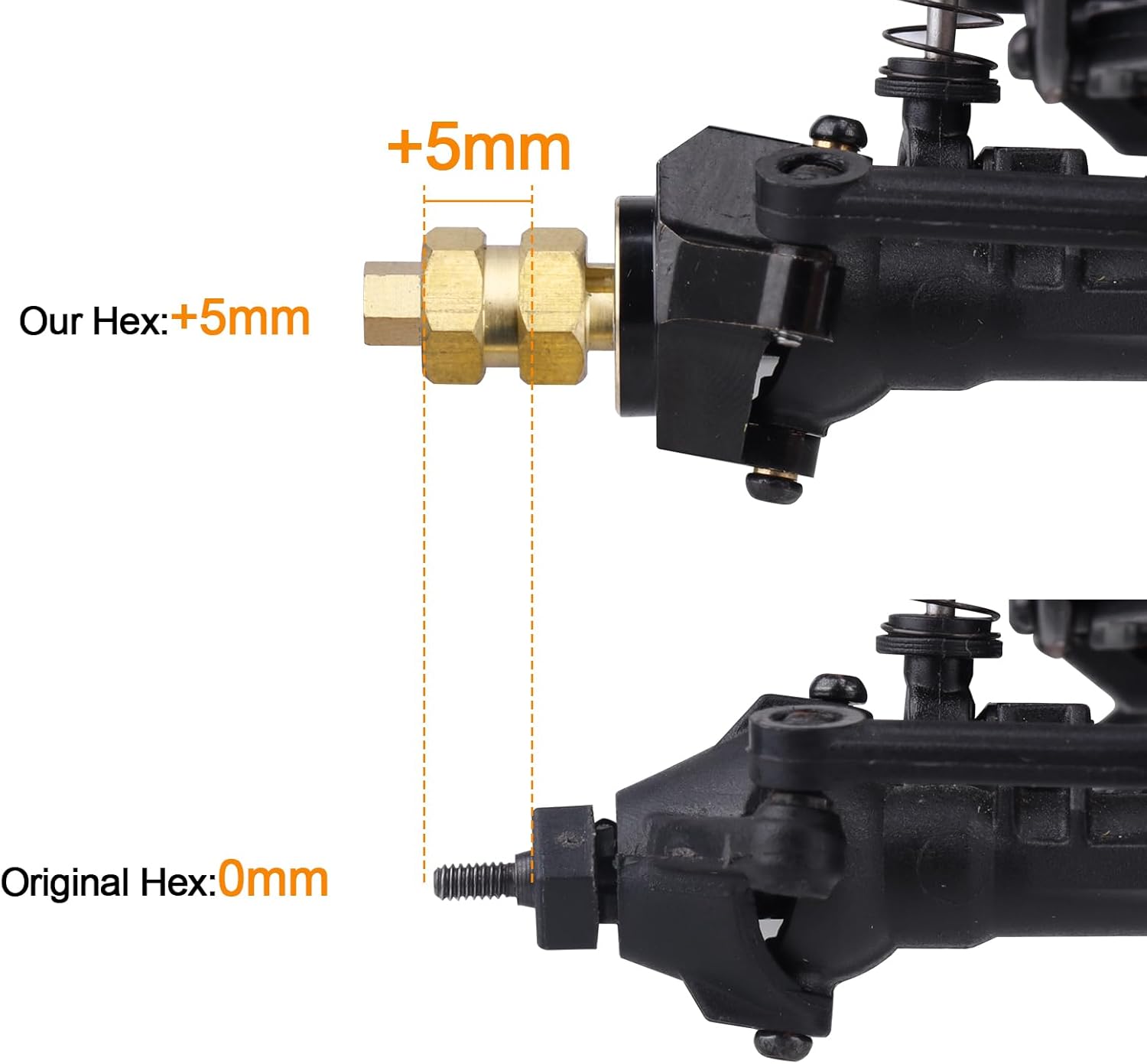 Brass Steering Knuckles and Extended 7mm Wheel Hex Hub with Ball Bearings Compatible with Axial SCX24 1/24 RC Crawler Car AXI90081 Upgrades Parts (Gold)