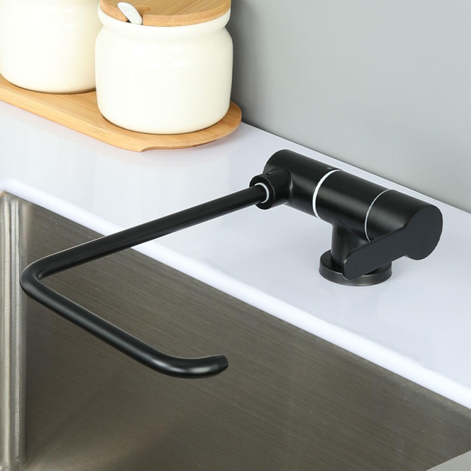 Grifo Cocina Abatible Osmosis Rotación Manija Única Grifo Osmosis 1 Via Acero Inoxidable-Negro