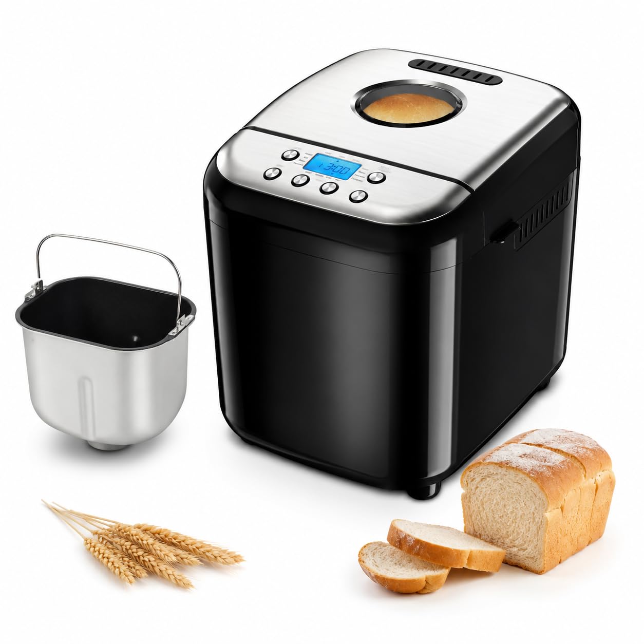 Macchina per il pane programmabile, 19 menu, ritardo di 15 ore e memoria