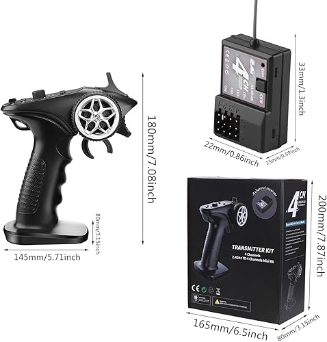Miniatura 3 de GoolRC Transmisor y receptor RC GA-4H-TX, transmisor de control remoto de 2.4 GHz con receptor de 4 canales Combo para 18 110 116 132 RC coche,