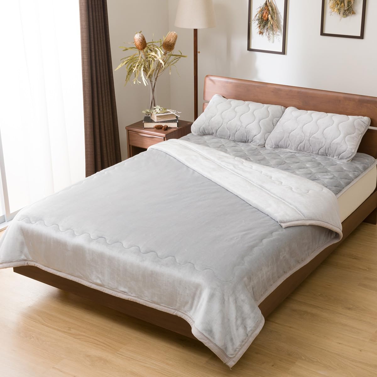 Amazon｜ニトリ 2枚合わせ 毛布 ダブル Nウォーム WSP グレー GY D