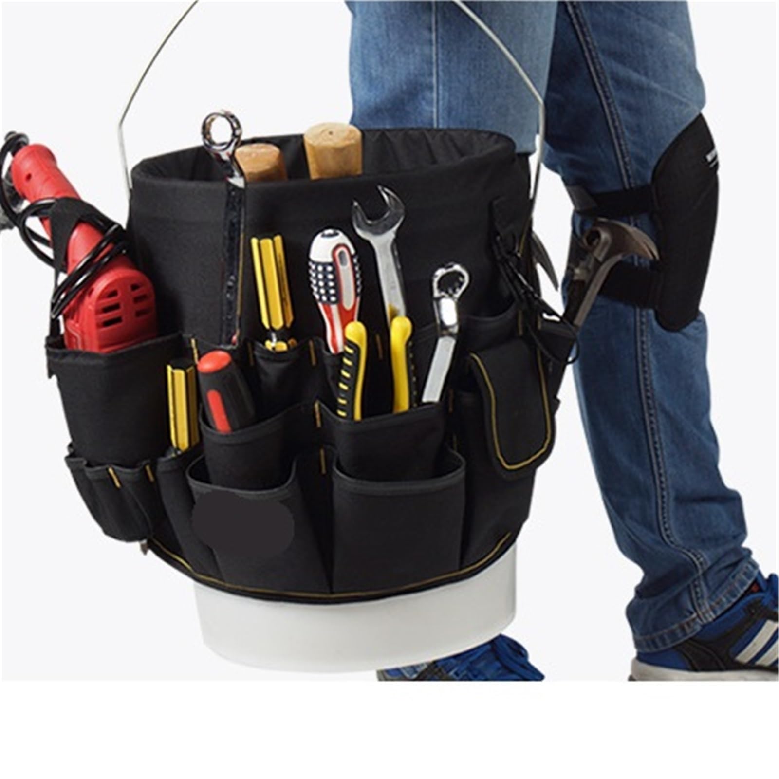 Organizer for attrezzi con secchiello a tasche multiple for un facile accesso agli Costruzione resistente all'acqua, adatto a secchi da 3,5-5 galloni Per Riporre gli Attrezzi