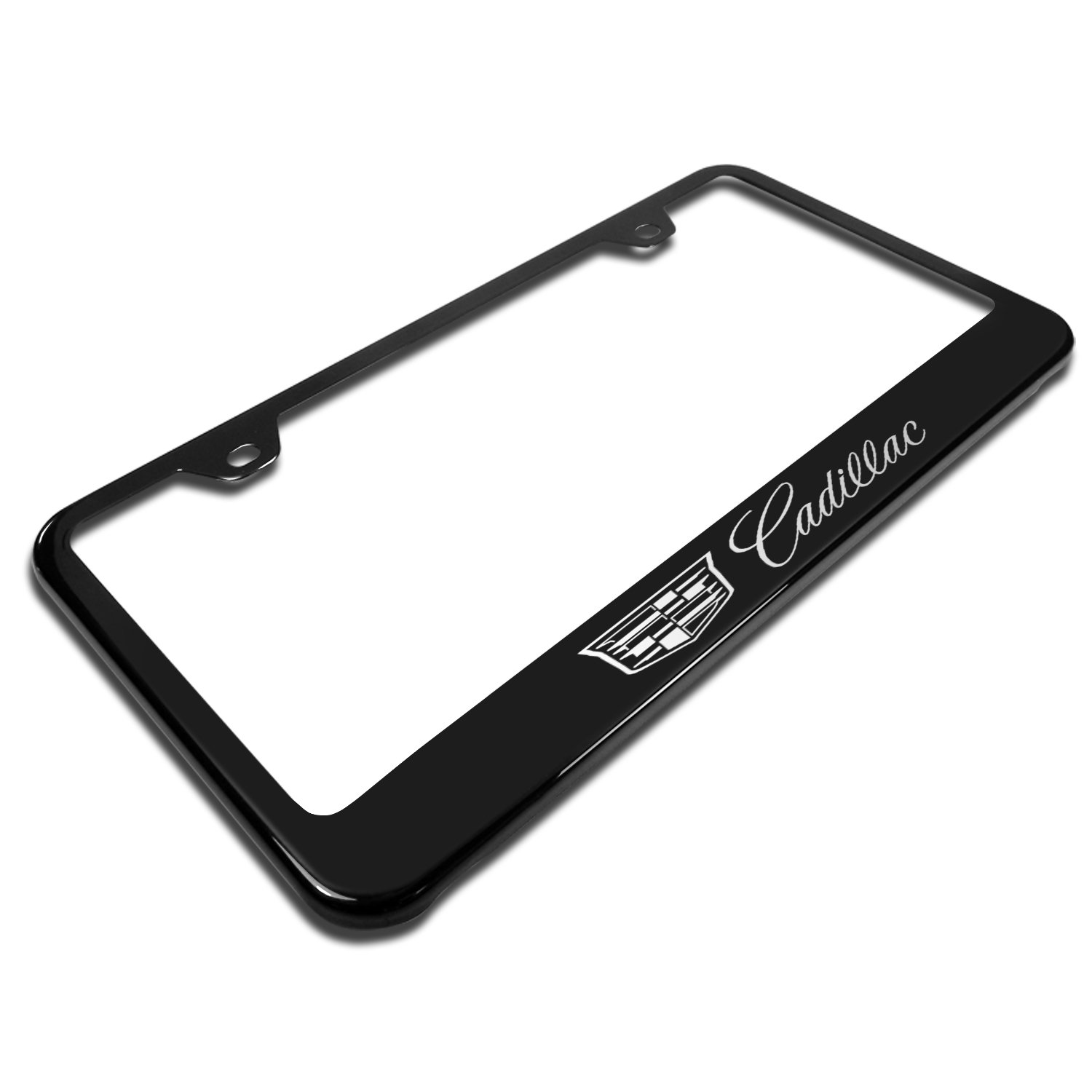 Black Polished Mirror License Plate Frame – T304 Stainless Steel – Universal Front Mount – MVP Brand