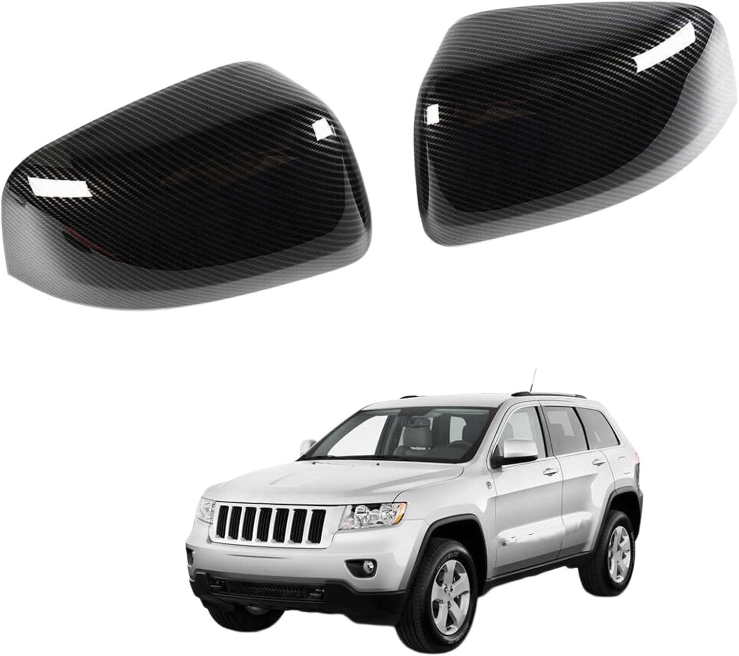 YIXINYI Side Wing Mirror Cover For Jeep Grand Cherokee 2011-2020, Car Left Right Side Rearview Mirror Cap Wing Replacement,Carbon Fiber Texture