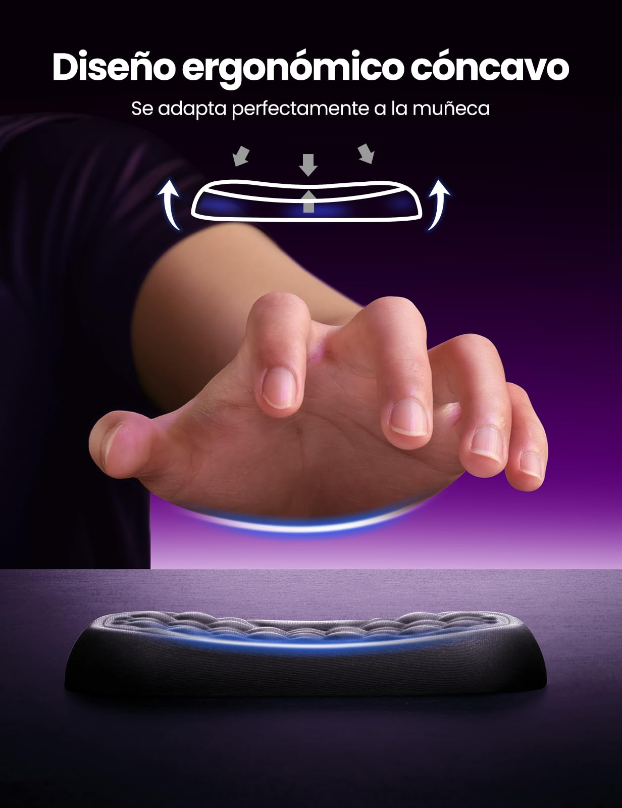 Vaydeer Juego de Reposamuñecas Ergonomicas de Espuma Viscoelástica para Teclado y Mouse, para Oficina, Gaming - Negro
