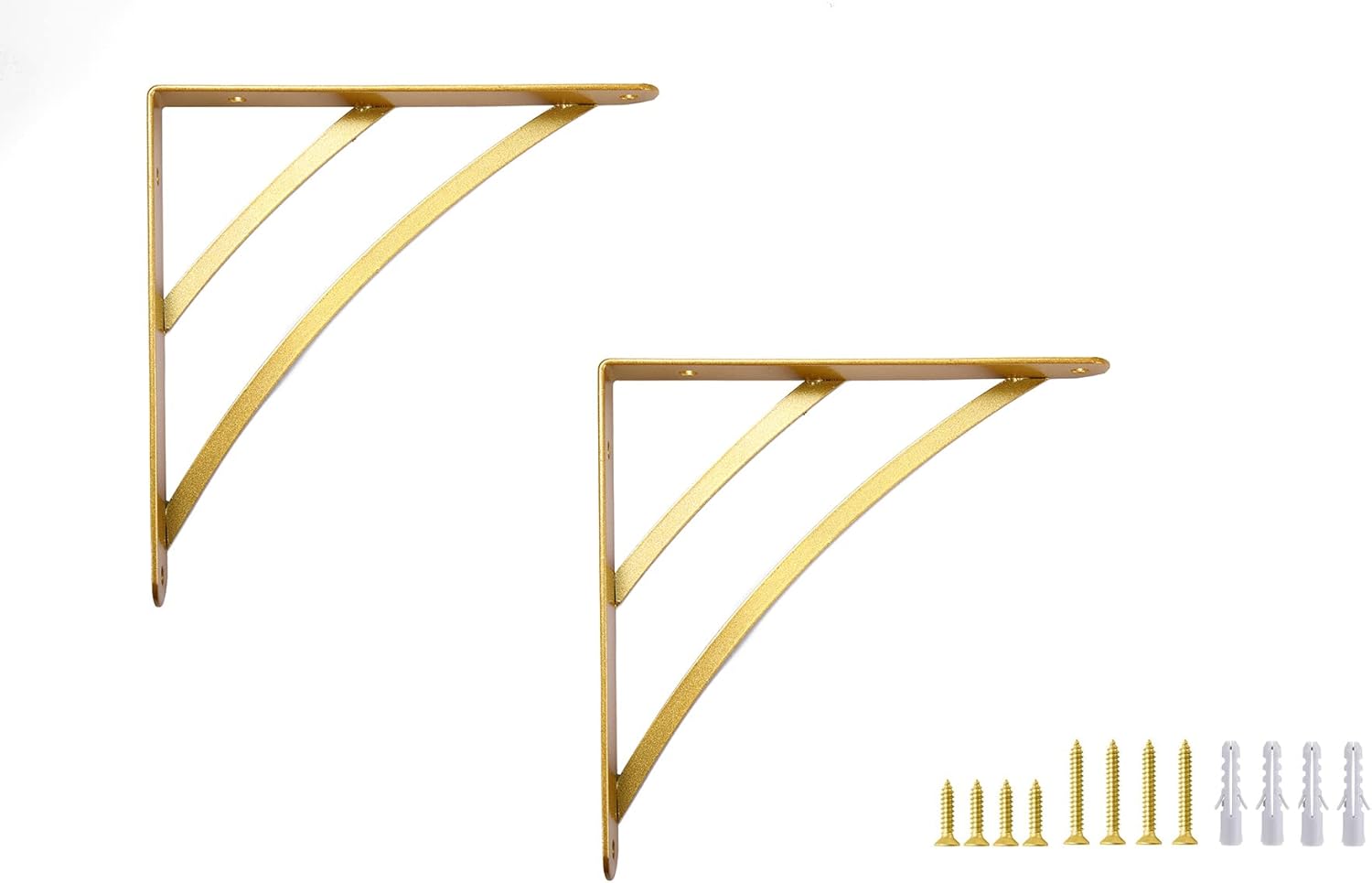 Gold Shelf Brackets, 200mm Triangle Shelving Brackets, Versatile Right